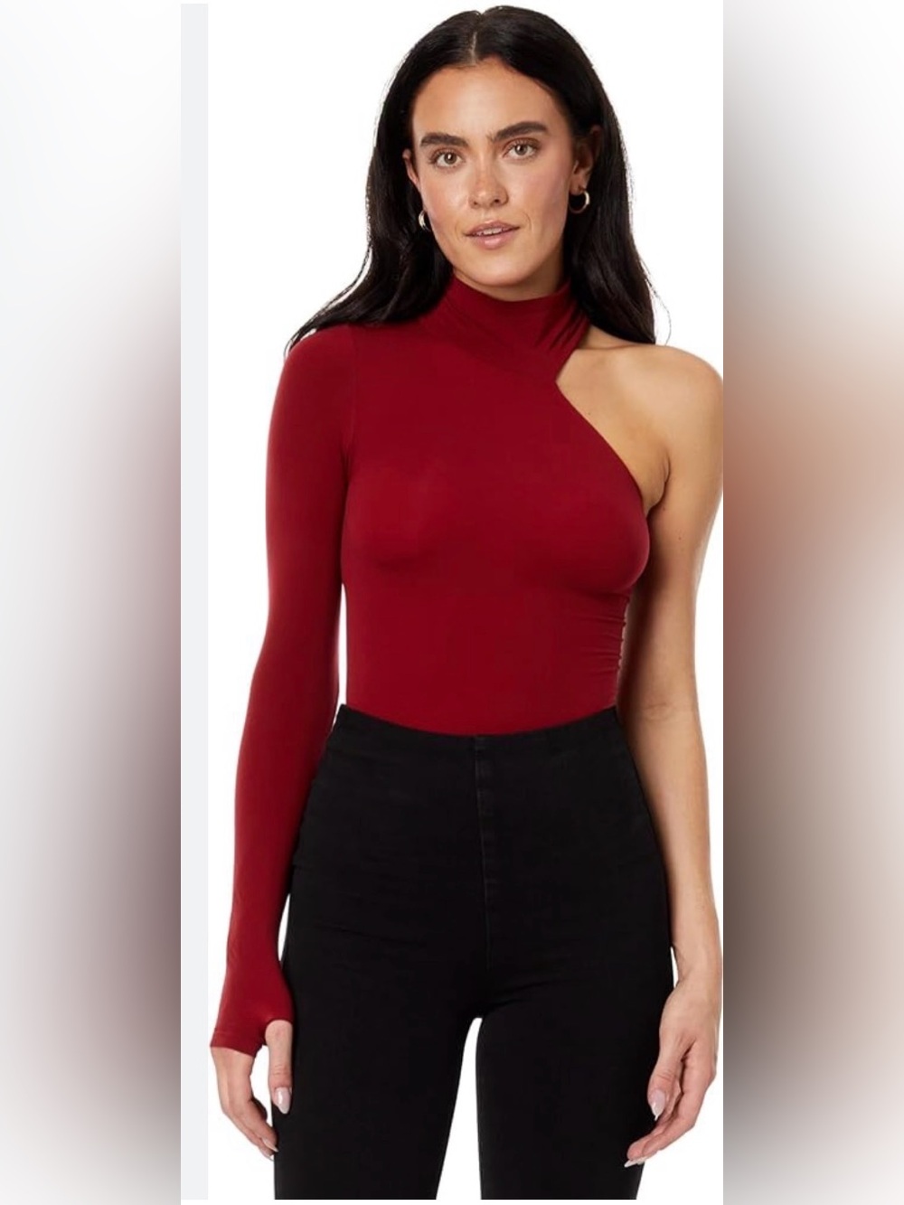 Commando One-Shoulder Long-Sleeve Mock Neck Bodysuit 
Size S